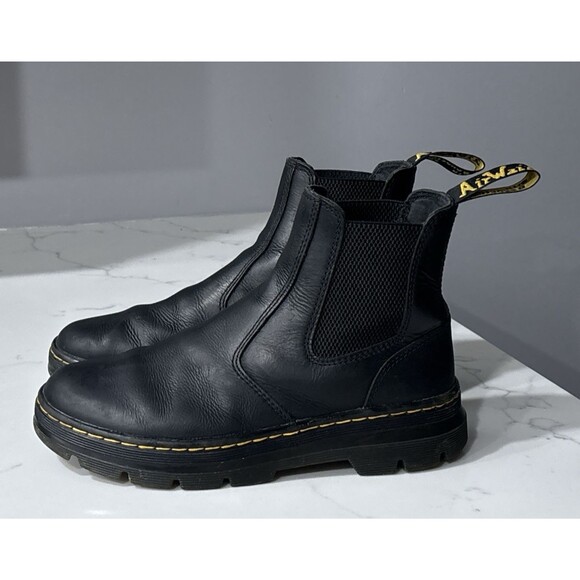 Dr Martens Embury Boots Mens 7 Womens 8 Black Leather Chelsea Distressed Punk main image 9